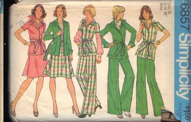 SIMPLICITY PATTERN 6857 SIZES 16 MISSES' UNLINED FRONT WRAP JACKET, SKIRT, PANTS