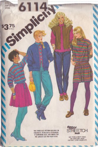 SIMPLICITY PATTERN 6114 SZ 8/10/12 MISSES' PANTS SKIRT, TOP,  VEST, CARDIGAN