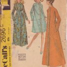 McCALL'S VINTAGE 1970 PATTERN 2696 SIZE MD 12/14 MISSES' ROBE IN 3 VERSIONS