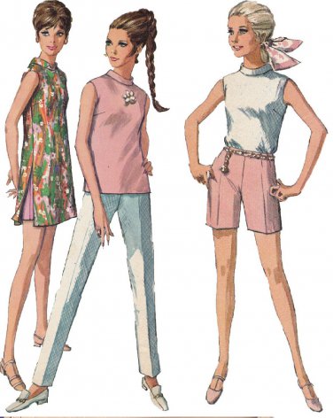SIMPLICITY VINTAGE PATTERN 7591 SIZE 9jp MISSES' DRESS BLOUSE PANTS SHORTS