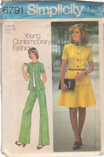 Simplicity pattern 6791 sz 14 Misses' short 2 piece dress, top, pants UNCUT #1