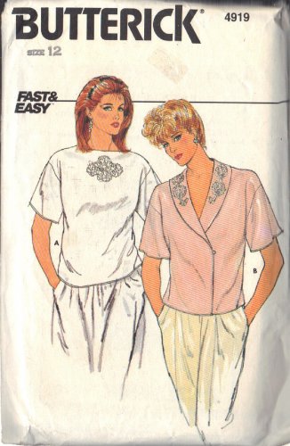 Butterick pattern 4919 Size 12 Misses' Wrap Blouse 2 variations