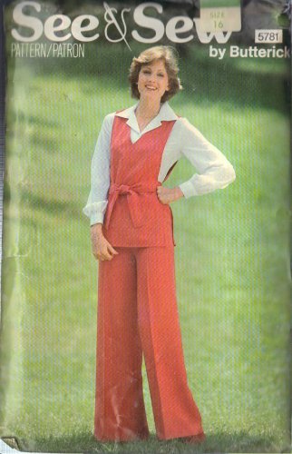 BUTTERICK PATTERN 5781 SIZE 16 MISSES' TOP, PANTS and BELT