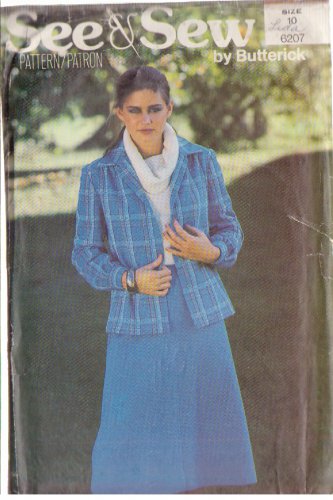 BUTTERICK PATTERN 6207 SIZE 10 MISSES' JACKET AND SKIRT
