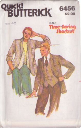 BUTTERICK PATTERN 6456 SIZE 40 MEN'S JACKET & VEST UNCUT