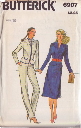 BUTTERICK PATTERN 6907 SIZE 16 MISSES' JACKET, SKIRT, PANTS UNCUT