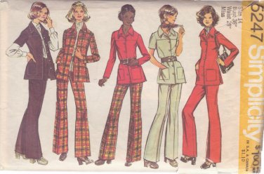 SIMPLICITY PATTERN 5247 SIZE 14 DATED 1972 MISSES' SHIRT JACKET, AND PANTS #1