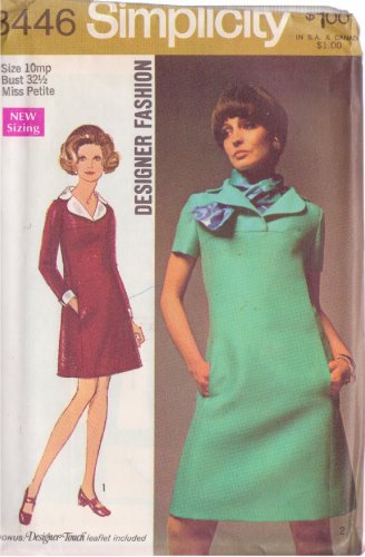 SIMPLICITY PATTERN 8446 SIZE 10MP MISSES&acirc;�� DESIGNER DRESS 2 VARIATIONS, SCARF UNCUT