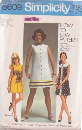SIMPLICITY PATTERN 8609 SIZE 15/16 YNG JR/TEEN DRESS