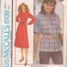 McCALL'S PATTERN 6139 SIZE 8 MISSES' DRESS OR TOP UNCUT