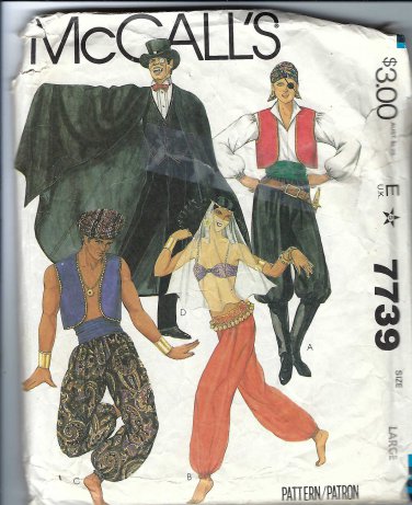 McCALL'S PATTERN 7739 SZ LG DRACULA HAREM GIRL GENIE PIRATE #1