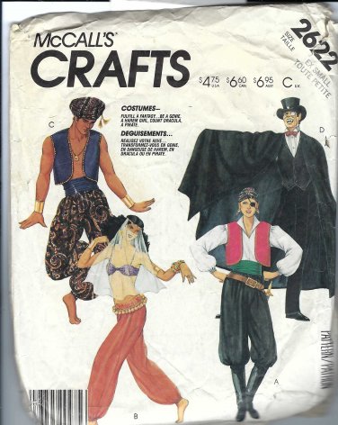 McCALL'S PATTERN 2622 SZ XS DRACULA HAREM GIRL GENIE PIRATE