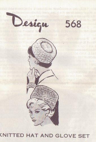 DESIGN 568 KNITTED PILLBOX HAT & GLOVES SET INSTRUCTIONS