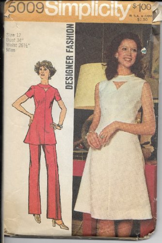 SIMPLICITY VINTAGE PATTERN 5009 MISSES' SIZE 12 #1 DESIGNER DRESS, TUNIC, PANTS UC