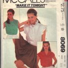 McCALL'S PATTERN 8069 SIZE 10 DATED 1982 MISSES' BLOUSES IN 3 STYLES #2
