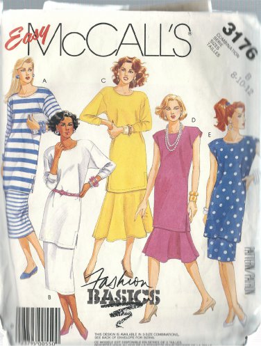 McCALL'S PATTERN 3176 SIZE 8 MISSES' TUNIC & SKIRT
