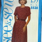 BUTTERICK PATTERN 5538 MISSES' DRESS SIZES LG 16-18, XLG 20-22 UNCUT