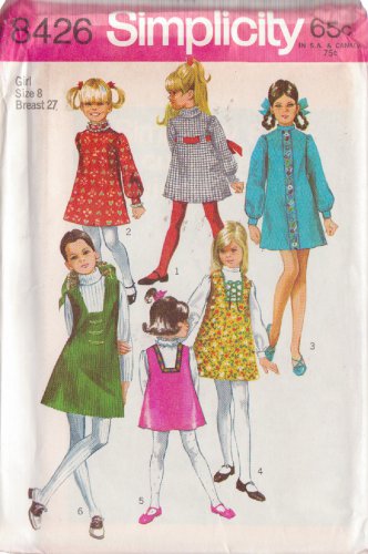 SIMPLICITY PATTERN 8426 SIZE 8 FOR GIRL&acirc;��S DRESS, SLIP-DRESS, JUMPER UNCUT
