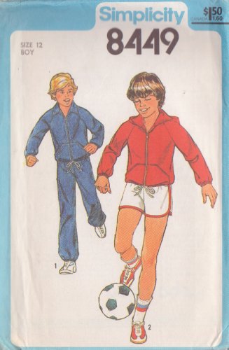 SIMPLICITY PATTERN 8449 SIZE 12 BOYS' UNLINED JACKET, HOOD, PANTS, SHORTS