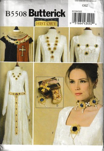 BUTTERICK PATTERN 5508 ONE SIZE FOR MAKING HISTORICAL JEWELRY UNCUT