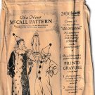 McCALL'S VINTAGE 1921 NO. 2436 SZ LG 38-46 CLOWN COSTUME WITH HAT & NECK RUFFLE