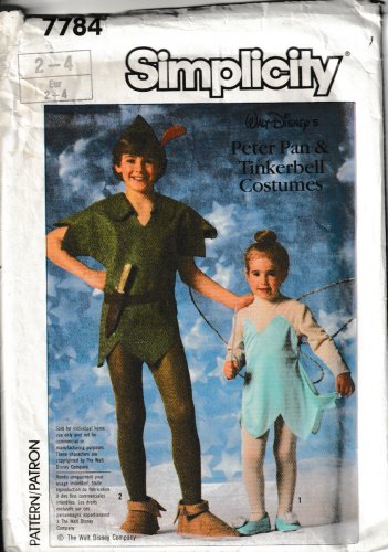 SIMPLICITY 7784 SZ 2/4 UNISEX PETER PAN & TINKERBELL COSTUMES
