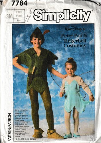 SIMPLICITY 7784 SZ SM ADLT UNISEX PETER PAN & TINKERBELL COSTUMES