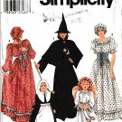 SIMPLICITY 9809 SZ PT,SM,MD,LG  MISSES' COLONIAL, PURITAN, WITCH, ANGEL COSTUMES.