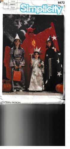 SIMPLICITY 6672 ADLT LG UNISEX DEVIL WIZARD, PRINCESS STAT OF LIBERTY  COSTUMES