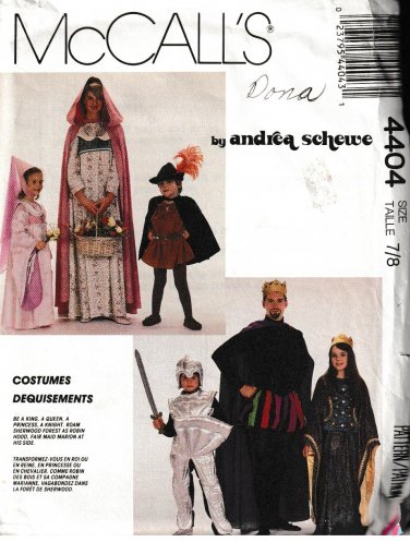 McCALL'S PATTERN 4404 SZ 2/4 CHLD MEDIEVAL COSTUMES 6 VERSIONS