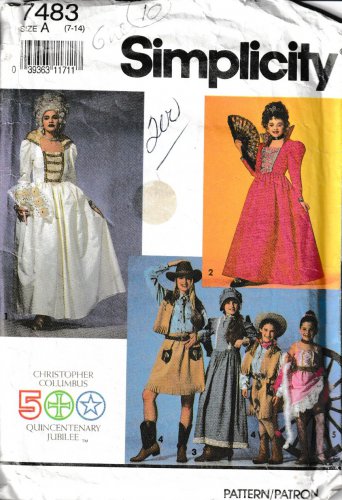 SIMPLICITY PATTERN 7483 SZ 10 GIRL'S  HISTORICAL COSTUMES