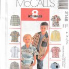 McCALL'S PATTERN 2146 SZS S/M/L CHILDREN'S & BOYS' SHIRTS 8 VERSIONS