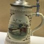 Gerz Stoneware Pewter Lidded Beer Stein Teal Mallard Duck West Germany