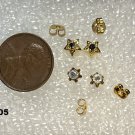 EARRINGS STUDS 1 PR ROUND W/CLEAR STONES 1 PR STARS W/ROUND BLK STONES 8005