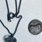 VINTAGE 18" SILVER TONE CHAIN W SILVER HEART 1/2" X 1/2" & RED HEART STONE 1/4" X 3/8" 1004A