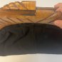 VINTAGE 1940'S LADIES FABRIC HANDBAG OR PURSE CARVED WOODEN OPENING & COIN PURSE