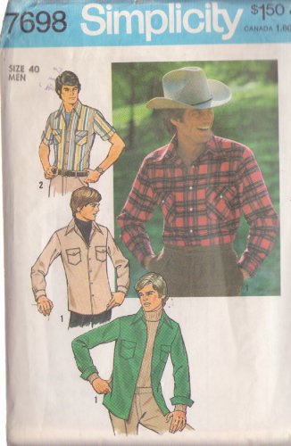 SIMPLICITY PATTERN 7698 SZ 40 MEN'S SHIRTS