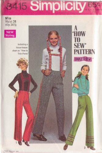 SIMPLICITY 8415 PATTERN MISSES&acirc;�� PANTS 3 VARIATIONS, SUSPENDERS SIZE 24 UNCUT