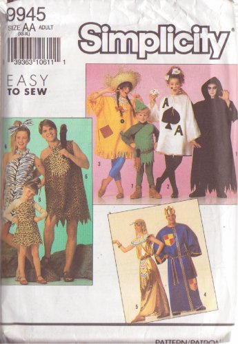 SIMPLICITY PATTERN 9945 FOR ADULT 8 DIFFERENT COSTUMES SIZES XS-LG CUT