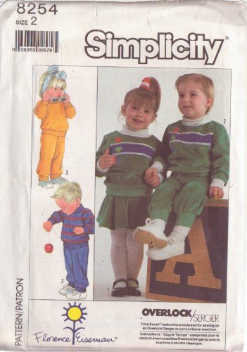 SIMPLICITY VINTAGE PATTERN 8254 CHILD'S TOP, PANTS, SKIRT IN 3 VARIATIONS SIZE 2