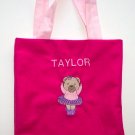 PERSONALIZED tote book bag TEDDY BEAR BALLERINA