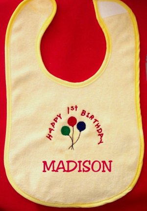 PERSONALIZED HAPPY BIRTHDAY BIB  -  any age!