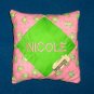 PERSONALIZED tooth fairy pillow PINK AND GREEN FROGS