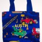 PERSONALIZED tote school book bag CONSTRUCTION TRUCKS