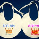 PERSONALIZED Embroidered Baby Bib for a Prince or Princess