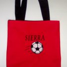 PERSONALIZED  Tote Book Bag for kids who love SOCCER!!