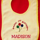 PERSONALIZED EMBROIDERED HAPPY BIRTHDAY BIB - any age!