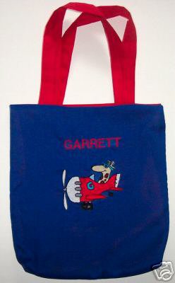 PERSONALIZED  Tote Book Bag - AIRPLANE!!