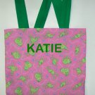 PERSONALIZED Tote Bag PINK & GREEN FROGS - Adorable!!