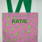 PERSONALIZED Tote Bag PINK & GREEN FROGS - Adorable!!